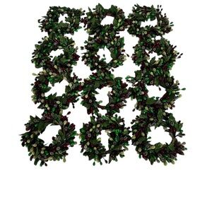 Festive Green and Red Mini Wreaths, Napkins Holder, Christmas, Holiday